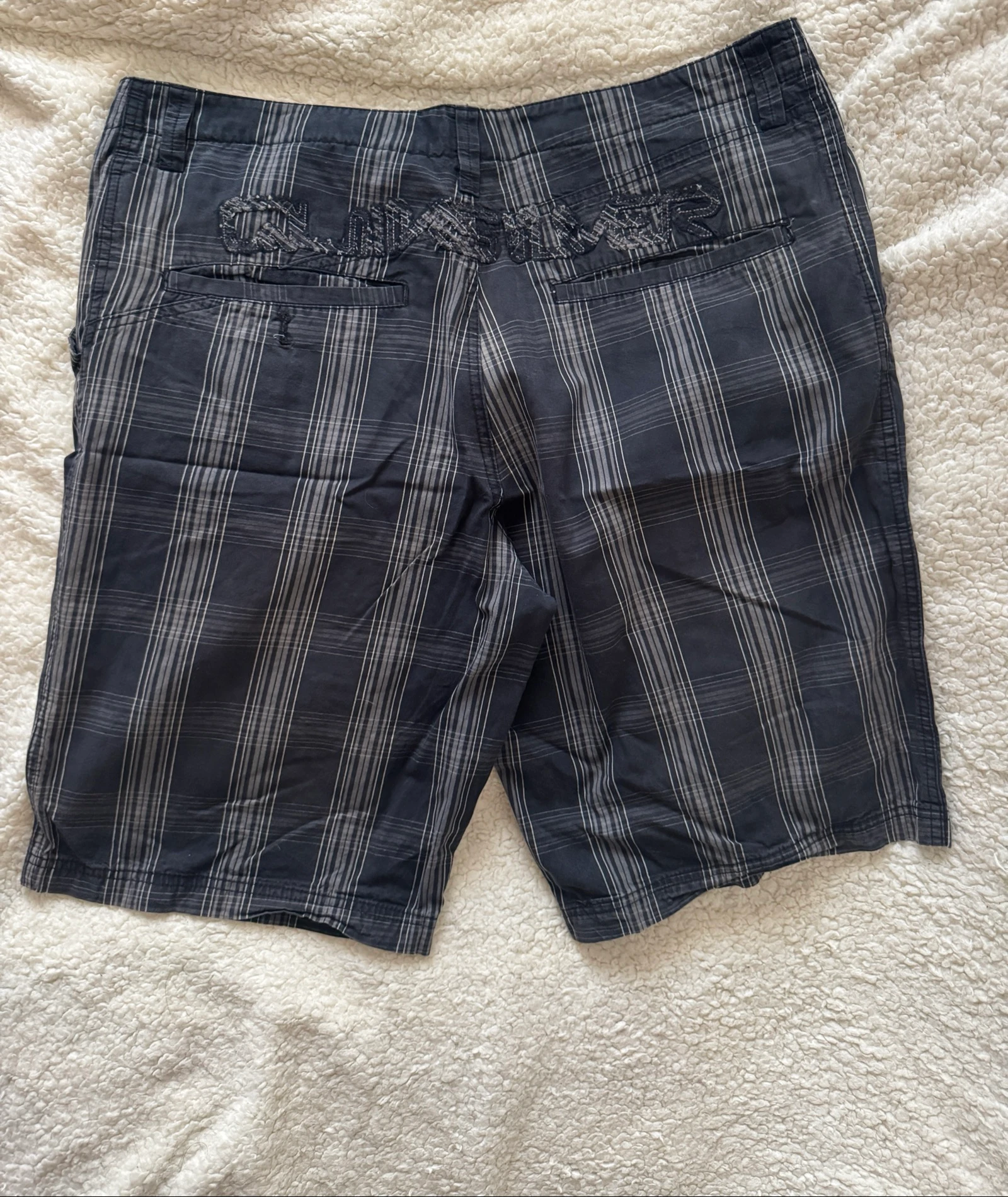 Shorts de Praia Xadrez Quicksilver Cinza Escuro Tamanho L Skate Surf Casual – photo 25